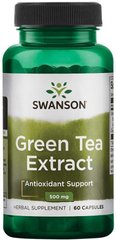 Зеленый чай, экстракт, Green Tea Extract, Swanson, 500 мг, 60 капсул - фото