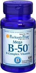 Витамин В-50 комплекс, Vitamin B-50® Complex, Puritan's Pride, 100 капсул - фото