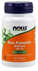 Со Пальметто, экстракт, Saw Palmetto, Now Foods, 160 мг, 60 гелевых капсул - фото
