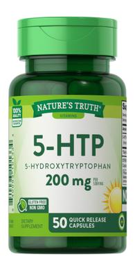 5-гидрокситриптофан, 5-HTP, Nature's Truth, 200 мг, 50 капсул - фото