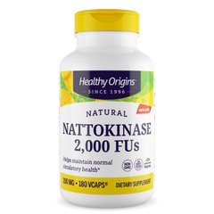 Наттокиназа, Nattokinase 2,000 FU's, Healthy Origins, 180 капсул - фото