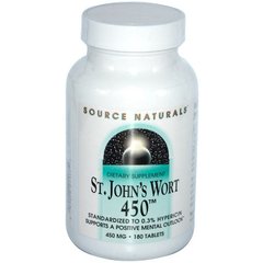 Зверобой, St. John's Wort, Source Naturals, 450 мг, 180 таблеток - фото