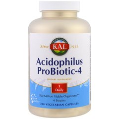Ацидофильный пробиотик-4, Acidophilus Probiotic-4, Kal, 250 капсул - фото