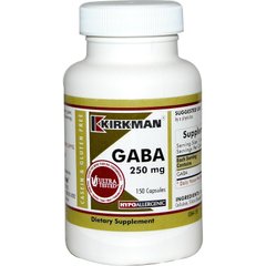 ГАМК (гамма-аміномасляна кислота), GABA, Kirkman Labs, 250 мг, 150 капсул - фото