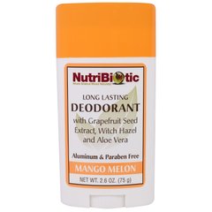 Дезодорант тривалої дії, Deodorant, NutriBiotic, з ароматом манго і дині, 75 г - фото