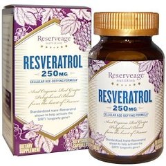 Ресвератрол, Resveratrol, ReserveAge Nutrition, 250 мг, 60 вегетаріанських капсул - фото