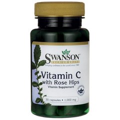 Вітамін С з шипшиною, Vitamin C with Rose Hips, Swanson, 1000 мг, 30 капсул - фото
