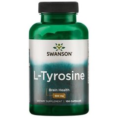 L- тирозин, L-Tyrosine, Swanson, 500 мг, 100 капсул - фото