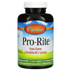 L- пролин L- лизин, Pro-Rite, Proline & Lysine, Carlson Labs, 200 вегетарианских капсул - фото