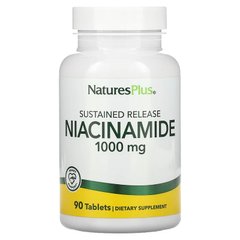Ниацинамид, Niacinamide, Nature's Plus, 1000 мг, 90 капсул - фото
