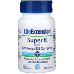 Витамин К и К2, Super K With K2, Life Extension, комплекс, 90 капсул - фото