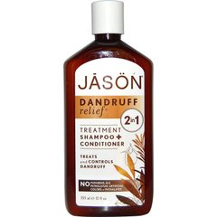 Шампунь от перхоти + кондиционер 2 в 1, Shampoo + Conditioner, Jason Natural, 355 мл - фото