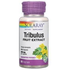 Трибулус, Tribulus Extract, Solaray, для чоловіків, 450 мг, 60 вегетаріанських капсул - фото