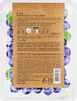 Освежающая тканевая маска с виноградом, Fresh To Go Mask Sheet Grape, Tony Moly, 22 г - фото