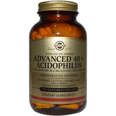 Пробіотики, Probiotics, Solgar, Ацидофілус 40+, 120 капсул - фото