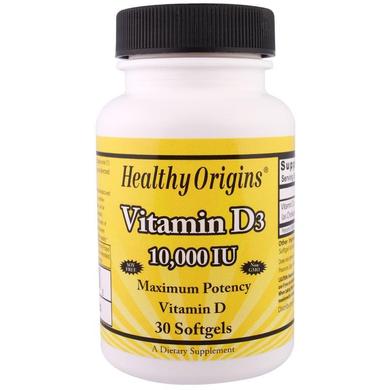 Витамин D3, Vitamin D3, Healthy Origins, 10000 МЕ, 30 капсул - фото