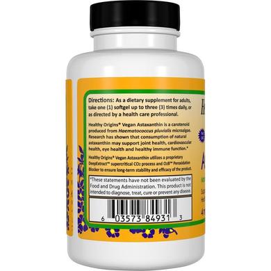 Астаксантин, Astaxanthin, Healthy Origins, вегетарианский, 4 мг, 60 капсул - фото