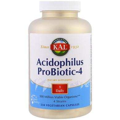 Ацидофильный пробиотик-4, Acidophilus Probiotic-4, Kal, 250 капсул - фото