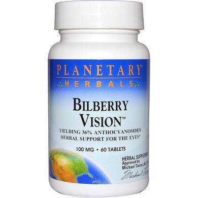 Чорниця для зору, Bilberry Vision, Planetary Herbals, 100 мг, 60 таблеток - фото