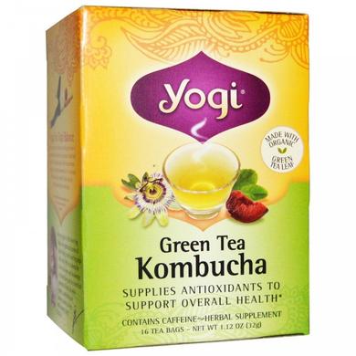 Зеленый чай + Комбуча (чайный гриб), Green Tea Kombucha, Yogi Tea, 16 пакетов, 32 г - фото