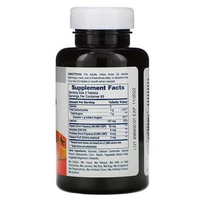 Папайя энзимы, Chewable Original Papaya Enzyme, American Health, 250 жевательных таблеток - фото
