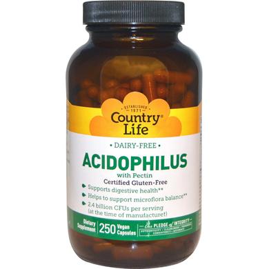 Пробіотики, Acidophilus, Country Life, 250 капсул - фото