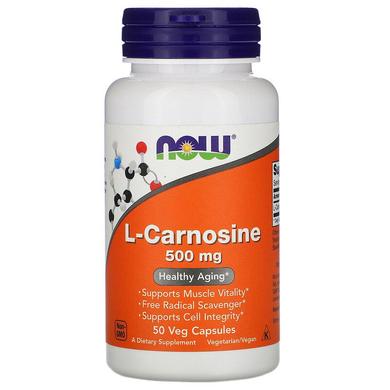 Now Foods, L-карнозин, 500 мг, 50 рослинних капсул (NOW-00078) - фото