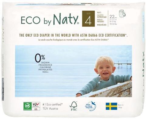 Органічні дитячі трусики-підгузки, розмір 4, від 8 до 15 кг, Eco by Naty, 22 шт - фото