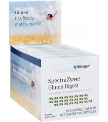 Ферменти для перетравлення глютену, SpectraZyme Gluten Digest, Metagenics, 20 шт 2-х капсульних пакетів - фото