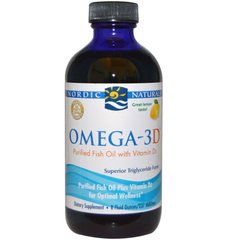 Риб'ячий жир з вітаміном D3, Omega-3D, Nordic Naturals, лимонний смак, 237 мл - фото