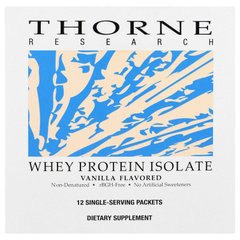 Сывороточный протеин изолят, ваниль, Whey Protein Isolate, Thorne Research, 12 пакетов по 26.9 г - фото