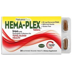 Комплекс витаминов и минералов, Hema-Plex, Nature's Plus, 30 таблеток с медленным высвобождением - фото