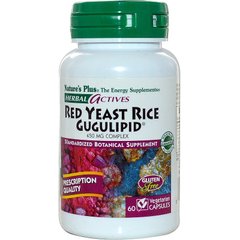 Красный дрожжевой рис, Red Yeast Rice, Nature's Plus, Herbal Actives, 450 мг, 60 капсул - фото