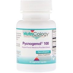Pycnogenol 100 оригінальний екстракт кори французької сосни, Nutricology, 30 рослинних капсул - фото