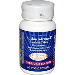 Здоровая печень, Silybin Advanced, Enzymatic Therapy (Nature's Way), расторопша, 60 растительных капсул - фото
