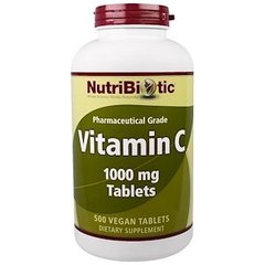 Вітамін С, Vitamin C, NutriBiotic, 1000 мг, для веганів, 500 таблеток - фото