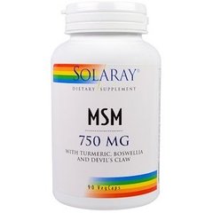 Метилсульфонилметан, МСМ, MSM, Solaray, 750 мг, 90 капсул - фото