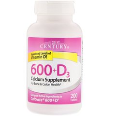 Кальцій Д3, Calcium 600+D3, 21st Century, 200 таблеток - фото
