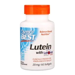 Лютеїн, Lutein with Lutemax, Doctor's Best, 20 мг, 60 желатинових капсул - фото