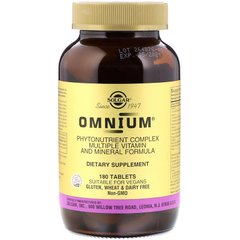 Омниум, мультивитамины и минералы, Omnium, Multiple Vitamin and Mineral, Solgar, 180 таблеток - фото