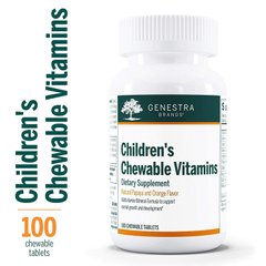 Витаминно-минеральная добавка для детей, Vitamin-Mineral Supplement, Children's Chewable Vitamins, Genestra Brands, вкус папайи и апельсина, 100 жевательных таблеток - фото