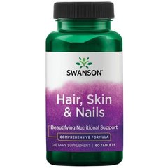 Формула для кожи, волос и ногтей, Hair, Skin & Nails, Swanson, 60 таблеток - фото