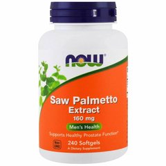 Со Пальметто, экстракт, Saw Palmetto, Now Foods, 160 мг, 240 гелевых капсул - фото