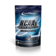 Комплекс амінокислот BCAA з глутаміном, BCAAs + Glutamine Powder, Iron Maxx, смак апельсин, 550 г - фото