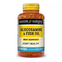 Глюкозамин и Рыбий жир, Glucosamine & Fish Oil, Mason Natural, 90 гелевых капсул - фото