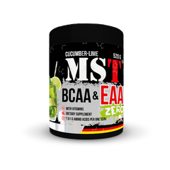 Аминокислоты BCAA & EAA нулевой, BCAA&EAA zero, огурец - лайм, MST Nutrition, 520 г - фото