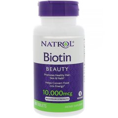 Биотин максимум, Biotin, Natrol, 10000 мкг, 100 таблеток - фото