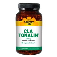 Конъюгированная линолевая кислота с тоналином, Tonalin CLA, Country Life, 1000 мг, 90 капсул - фото