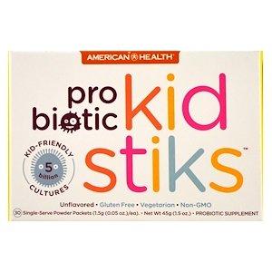 Прибуток для дітей, Probiotic Kidstiks, American Health, 30 пакетів по 1,5 г - фото