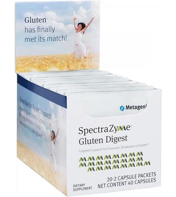 Ферменты для переваривания глютена, SpectraZyme Gluten Digest, Metagenics, 20 шт, 2-х капсульных пакетов - фото